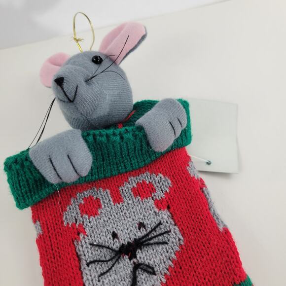 2 Vintage NOS 16" Pet Christmas Stocking With Mouse By Greenbacks - Picture 3 of 6